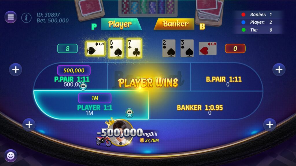 Player can win Baccarat when reached to 8 points