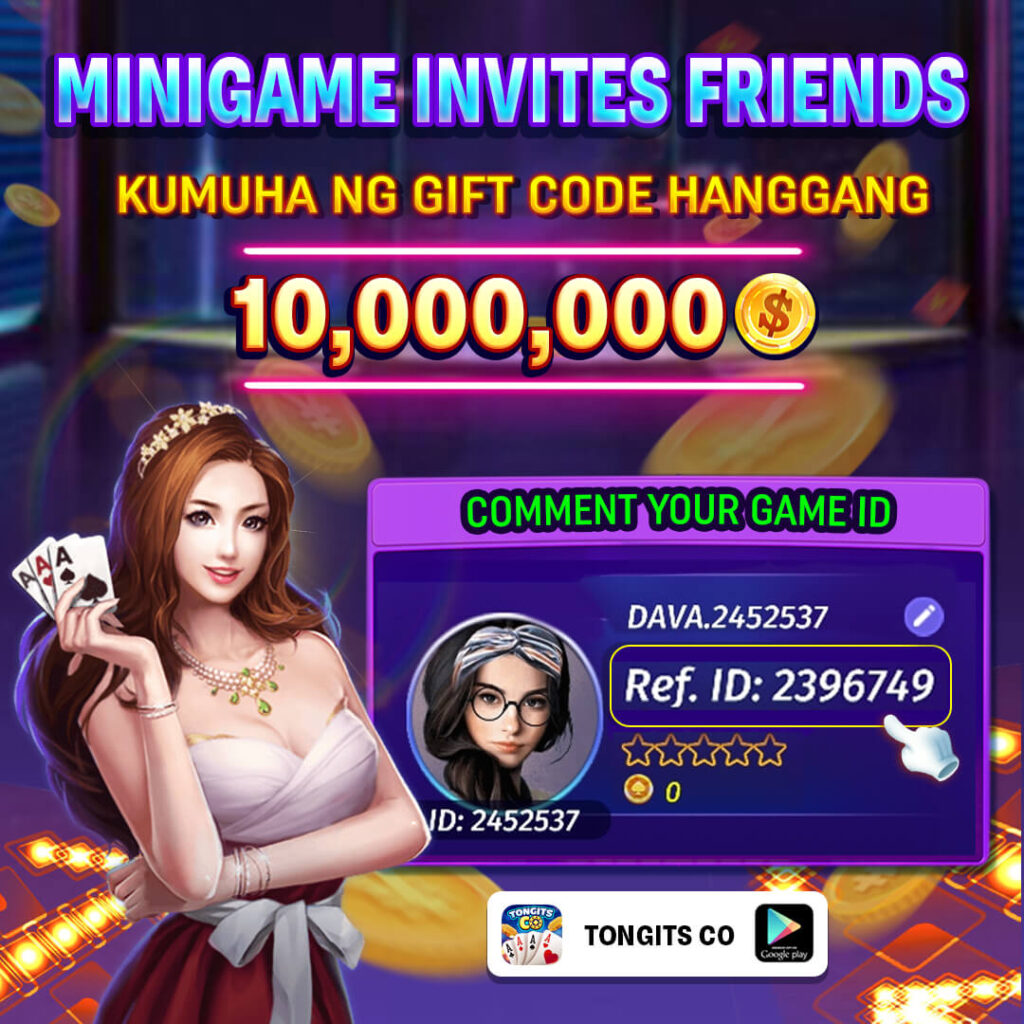 Invitites friends receive massive chips with Tongits CO app