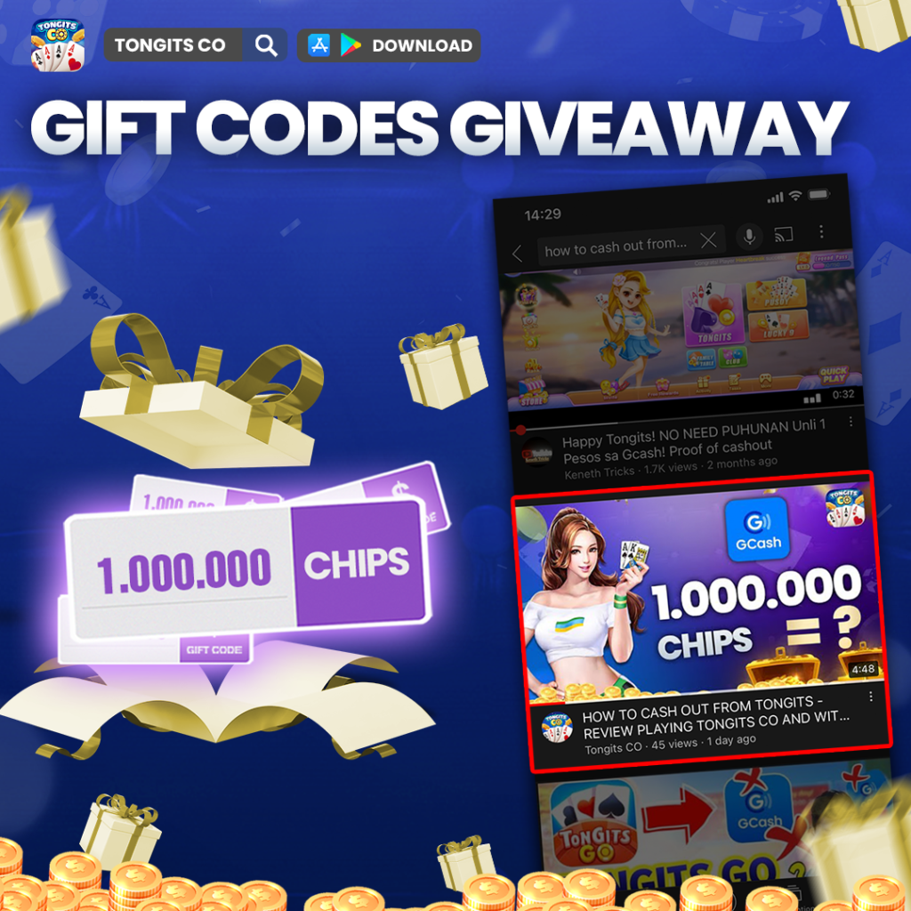 Tongits co application giveaway gift codes