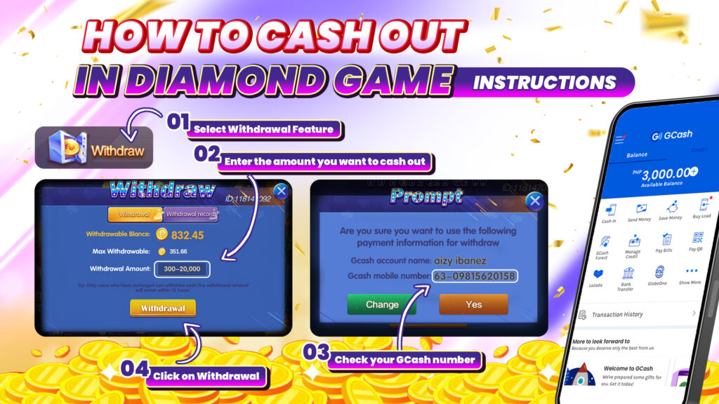 How to cash out in Diamond Game