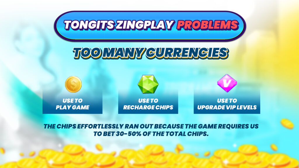 The Tongits Zingplay app utilizes too many currencies, and it easily confuses the participants.