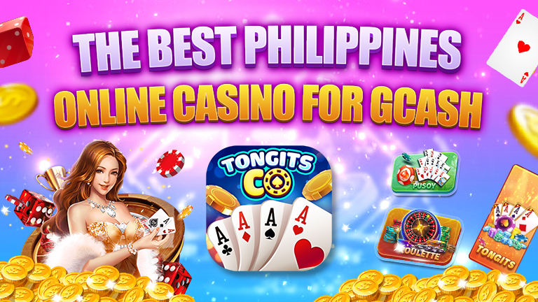 Text The best Philippines online casino for GCash, decorations hot girl, logo Tongits CO and Pusoy, Roulette, Tongits icons.