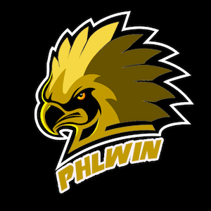 Online casino site PHL Win logo, decoration text and eagle
