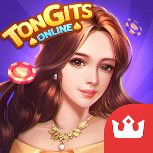 Logo Tongits online, text TonGits online decoration hot girl.