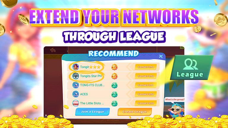 Text Extend your networks through the league, Tongits Star league interface, and chips.