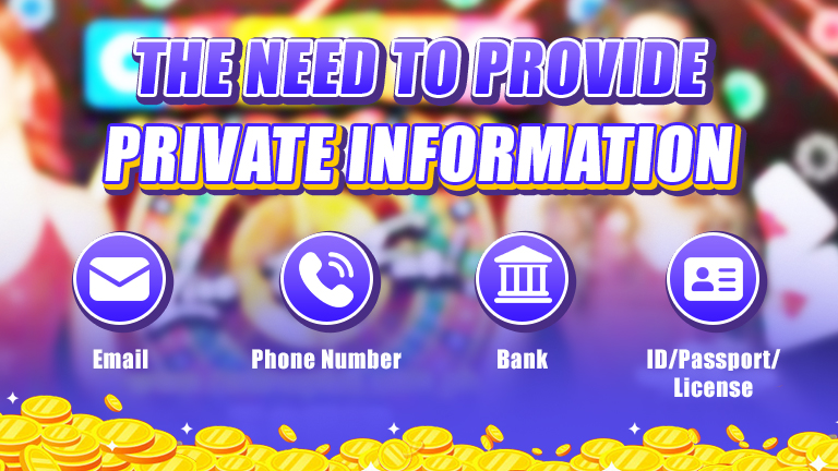 Text The need to provide private information, decoration icons and chips.