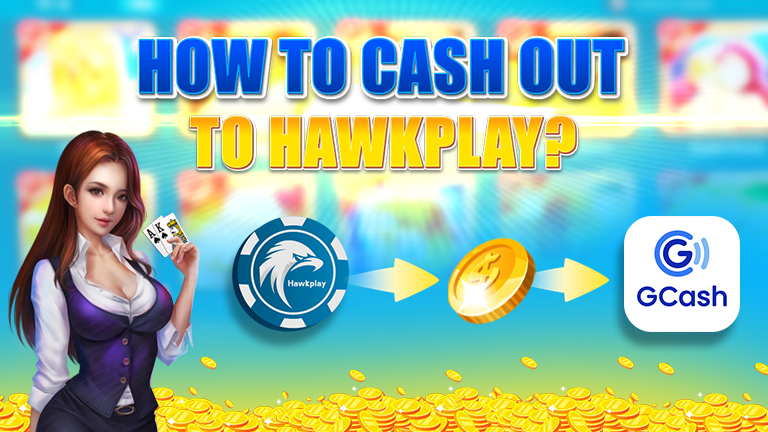 How to cash out to hawkplay text. Decoration hot girl, chips, logo hawkplay plus, coin, and logo GCash.