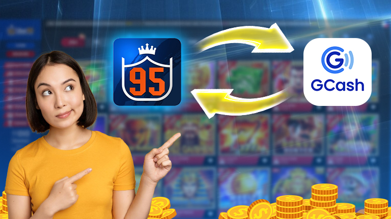 How to cash out and deposit in Ubet95, demonstrate by logo Ubet95 and logo GCash make transaction.