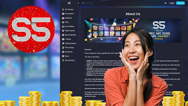 Overall information about S5 Casino, demonstrate with about us S5 Casino page and logo S5 Casino