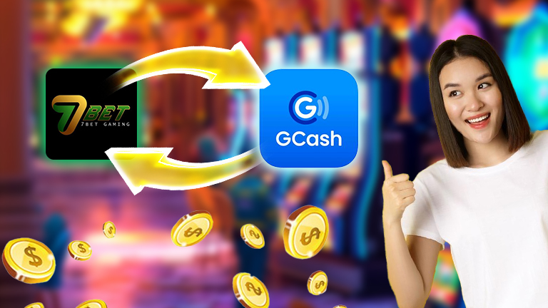 How to cash out and deposit in 7Bet, demonstrate with logo 7Bet making transaction with logo GCash