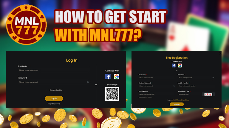 How to get start with MNL7777, demonstrate with logo MNL777, login and register interface