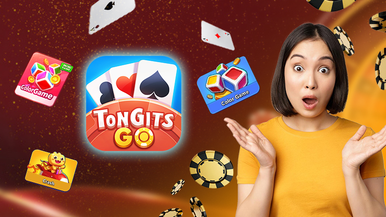 Tongits GO, demonstrate with logo Tongits GO and some game icons.