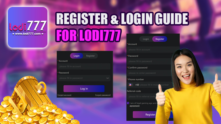 Register and login guide for Lodi777, demonstrate with register and login interface of Lodi777