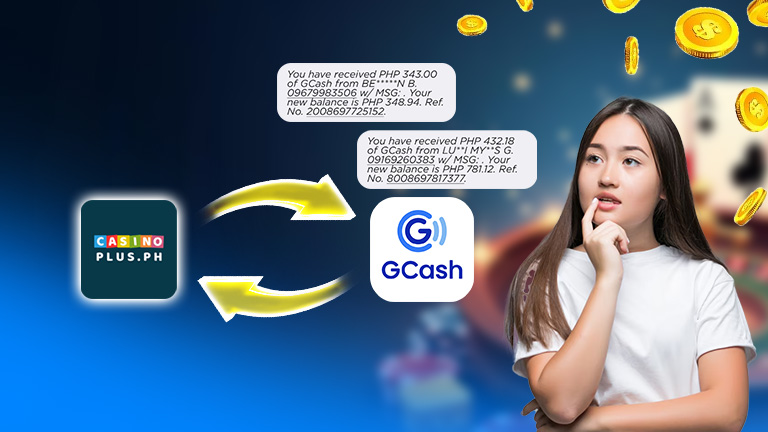 How to cash out and deposit in CasinoPlus, demonstrate with CasinoPlus and GCash logo