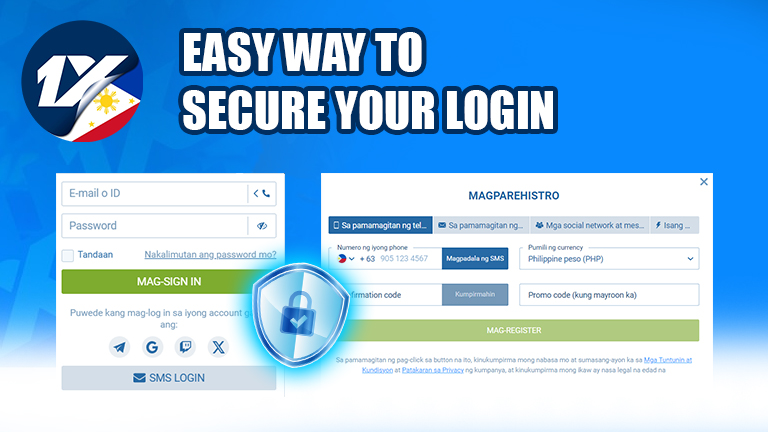 How to login and register with 1xBet, demonstrate with 1xBet logo and login interface.