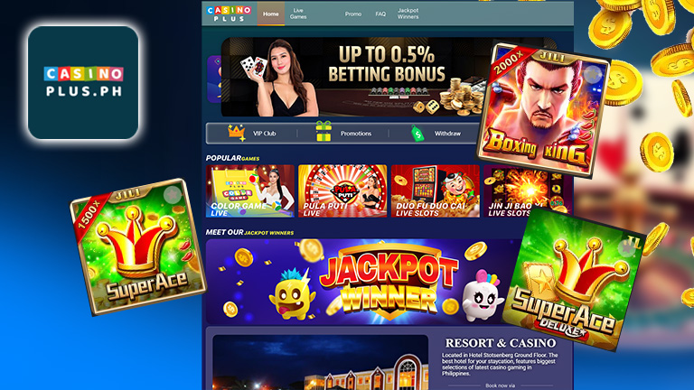 Overall information of CasinoPlus, demonstrate with CasinoPlus main interface and logo.